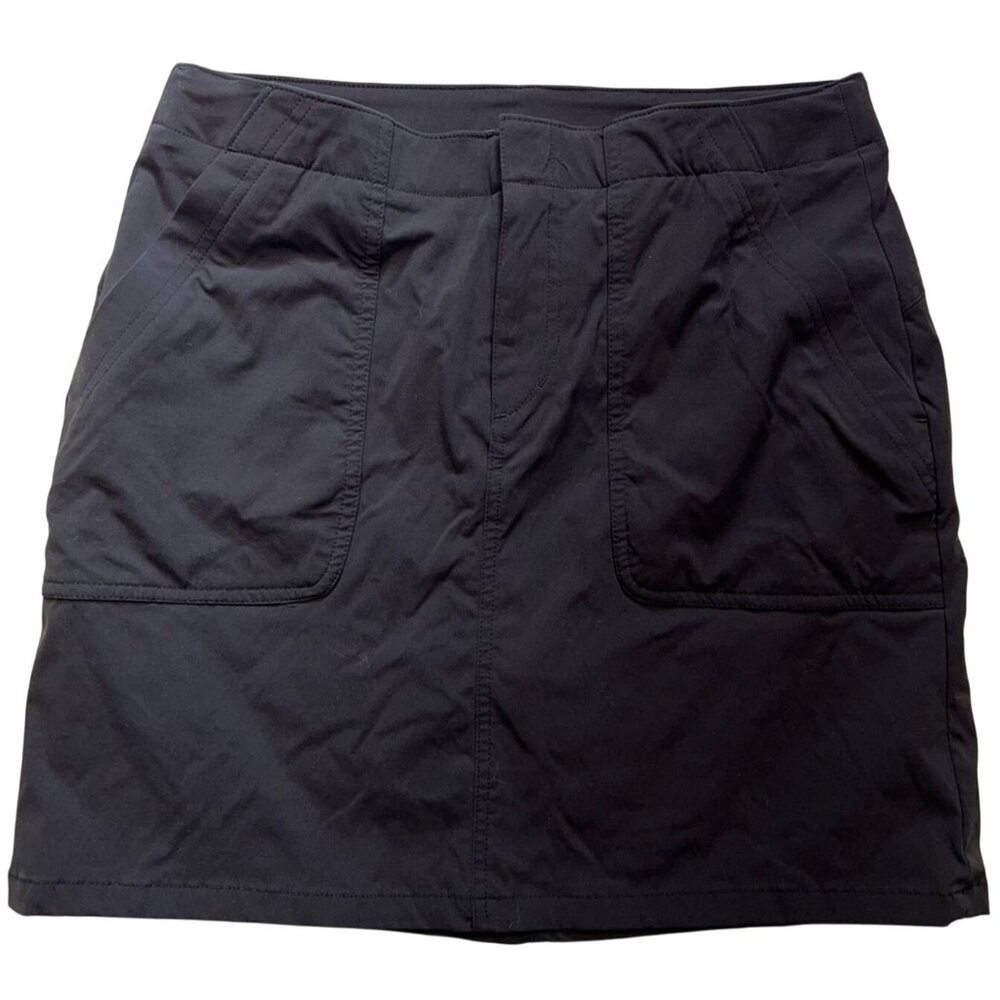 Eddie Bauer Women's Mini Skort Flat Front Stretch Size 8 Black Pockets Casual